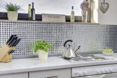 Carreau de mosaïque Translucide cristal Mosaïque de verre Crystal Glitter argent MOS130-0208_f | 10 Tapis de mosaïque