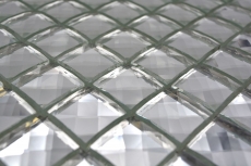 Carreau de mosaïque Translucide cristal Mosaïque de verre Crystal Glitter argent MOS130-0208_f | 10 Tapis de mosaïque
