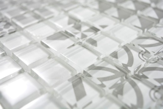 Mosaïque rétro vintage gris translucide Mosaïque de verre Crystal Design gris MOS88-Retro-35_f | 10 tapis de mosaïque