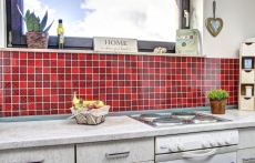 Retro Vintage Carreau de mosaïque Fond de cuisine Translucide rouge Mosaïque de verre Crystal optique rouge MOS78B-0902_f | 10 Tapis de mosaïque
