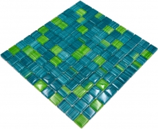 Carreau de mosaïque Translucide Vert Stroke Mosaïque de verre Crystal Vert Stroke MOS74-0509_f | 10 Tapis de mosaïque
