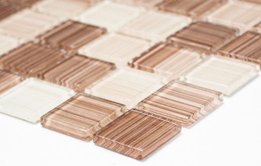 Carreau de mosaïque translucide beige barré Mosaïque de verre Crystal beige barré MOS64-1209_f | 10 Tapis de mosaïque