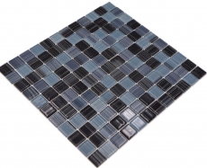 Carreau de mosaïque translucide noir barré blanc Mosaïque de verre Crystal noir barré blanc MOS64-0302_f | 10 Mosaïques en pâte