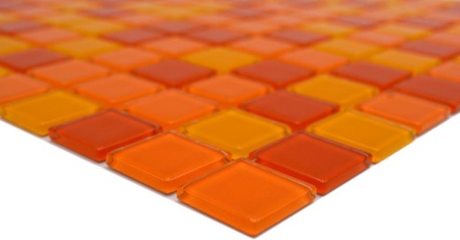 Carreau de mosaïque translucide jaune orange rouge Mosaïque de verre Crystal jaune orange rouge MOS62-0802_f | 10 Carreaux de mosaïque