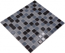 Carreau de mosaïque Translucide noir Mosaïque de verre Crystal noir BAD WC cuisine MUR MOS62-0208_f | 10 Tapis de mosaïque