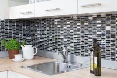 Carreaux de mosaïque Acier inoxydable noir Bâtons de mosaïque de verre Acier MOS87-0301_f