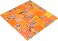 Mosaïque transparente Crystal Mosaïque de verre argenté orange mur carrelage cuisine douche salle de bain_f | 10 tapis de mosaïque