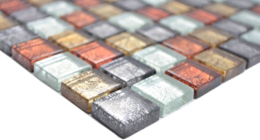 Mosaïque de verre transparente Crystal or argent noir rouge structure mur carrelage cuisine salle de bain MOS88-71739_f | 10 tapis de mosaïque