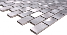 Mosaïque dosseret aluminium argenté Brick carrelage cuisine MOS48-0204_f