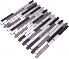 Mosaïque mur arrière Aluminium composite Alu gris noir Miroir à carreaux MOS49-0308_f