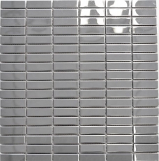 Mosaïque acier inoxydable argenté Rectangle argenté Acier brillant Fond de cuisine MOS129-0215_f