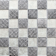 Mosaïque arrière translucide argentée Mosaïque en verre Crystal Resin optique argentée MOS88-8OP6_f