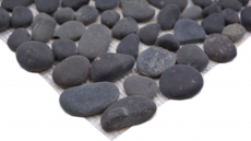 Mosaïque galet de rivière galet de pierre bombé gris foncé MOS30-0208_f