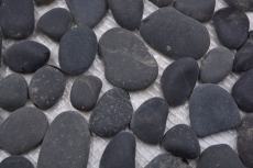Mosaïque galet de rivière galet de pierre bombé gris foncé MOS30-0208_f