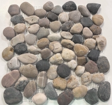 Mosaïque galet de rivière galet de pierre noir galet bombé beige gris noir MOS30-1204_f