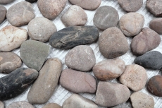 Mosaïque galet de rivière galet de pierre noir galet bombé beige gris noir MOS30-1204_f