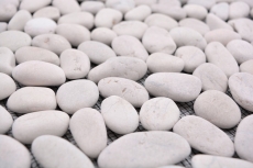 Mosaïque galet de rivière galet de pierre bombé blanc cream MOS30-0102_f