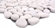 Mosaïque galet de rivière galet de pierre bombé blanc cream MOS30-0102_f
