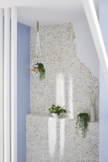 Mosaïque galet de rivière galet de pierre bombé blanc cream MOS30-0102_f