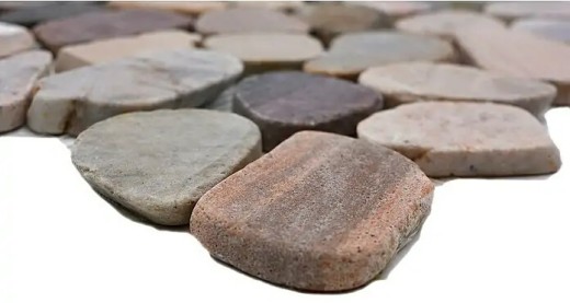 Mosaïque galets de rivière galets de pierre coupés beige gris rouge MOS30-0204_f