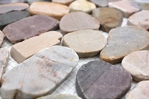 Mosaïque galets de rivière galets de pierre coupés beige gris rouge MOS30-0204_f