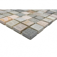 Mosaïque Carreau en quartzite Pierre naturelle Quartzite beige Dos de cuisine Protection anti-éclaboussures gris MOS36-0206_f