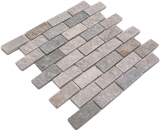 Mosaïque Carreau en quartzite Pierre naturelle Brick Quartzite Dos de cuisine Protection anti-éclaboussures beige gris MOS36-0208_f