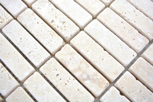 Mosaïque Travertin Pierre naturelle beige baguettes Chiaro Antique Travertin MOS43-46158_f