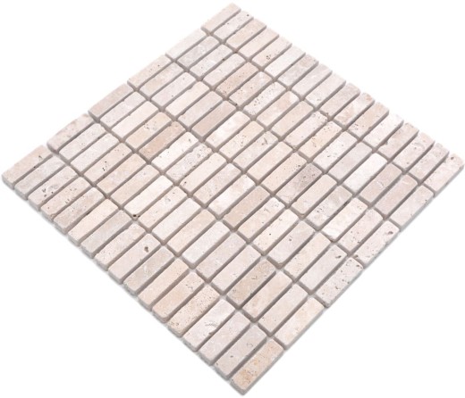 Mosaïque Travertin Pierre naturelle beige baguettes Chiaro Antique Travertin MOS43-46158_f