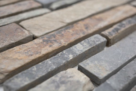 Mosaïque Ardoise Pierre naturelle rouille Brick Ardoise rustique Revêtement mural Carreau de cuisine MOS34-2525_f