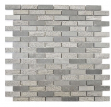 Mosaïque Carreau de marbre Pierre naturelle grise Brick Carving cement MOS40-B49_f