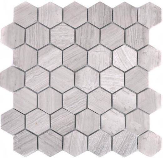 Mosaïque Marbre Pierre naturelle Hexagone Marbre gris rayé MOS44-1205_f