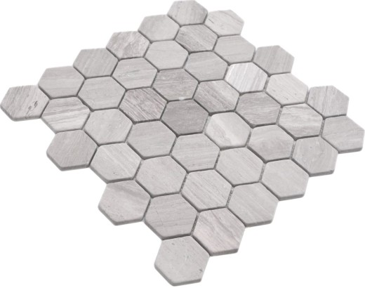 Mosaïque Marbre Pierre naturelle Hexagone Marbre gris rayé MOS44-1205_f