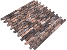 Mosaïque de marbre Pierre naturelle Brick Impala brun flammé MOS40-1304_f