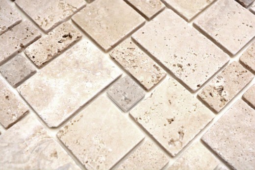 Mosaïque carreau travertin pierre naturelle combinaison travertin beige MOS43-1212-15_f