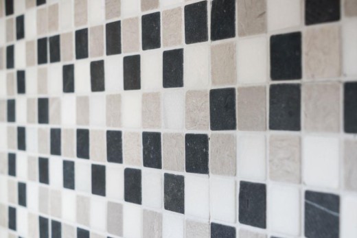 Mosaïque Marbre Pierre naturelle beige gris noir Marbre Botticino Nero MOS40-MOS32/1125_f