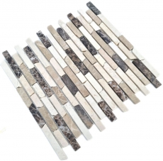 Mosaïque Marbre Pierre naturelle beige brun Brick Castanao Biancone MOS40-0195_f
