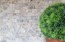 Mosaïque mur de pierre travertin pierre naturelle gris blanc Brick Splitface argent travertin 3D MOS43-47248_f