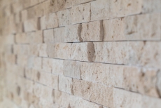 Mosaïque Carreau travertin Pierre naturelle beige Brick Splitface Chiaro Travertin 3D MOS43-46248_f