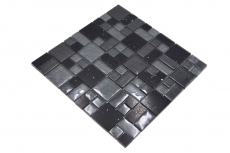 Carreau de mosaïque Translucide Composite noir Combinaison de mosaïque de verre Crystal Artificial noir MOS88-K989_f