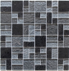 Carreau de mosaïque Translucide Composite noir Combinaison de mosaïque de verre Crystal Artificial noir MOS88-K989_f