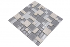 Carreau de mosaïque Translucide Composite blanc Combinaison de mosaïque de verre Crystal Artificial blanc MOS88-K990_f