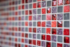 Carreau de mosaïque Translucide rouge rose blanc Mosaïque de verre Crystal Resin rouge rose blanc mat MOS92-0911_f