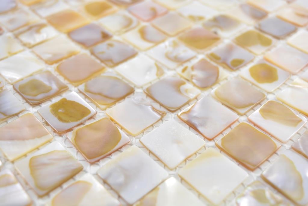 Mosaïque Coquillage Beige Miroir – Carrelage Mural Pour Douche Ou Cuisine, MOS150