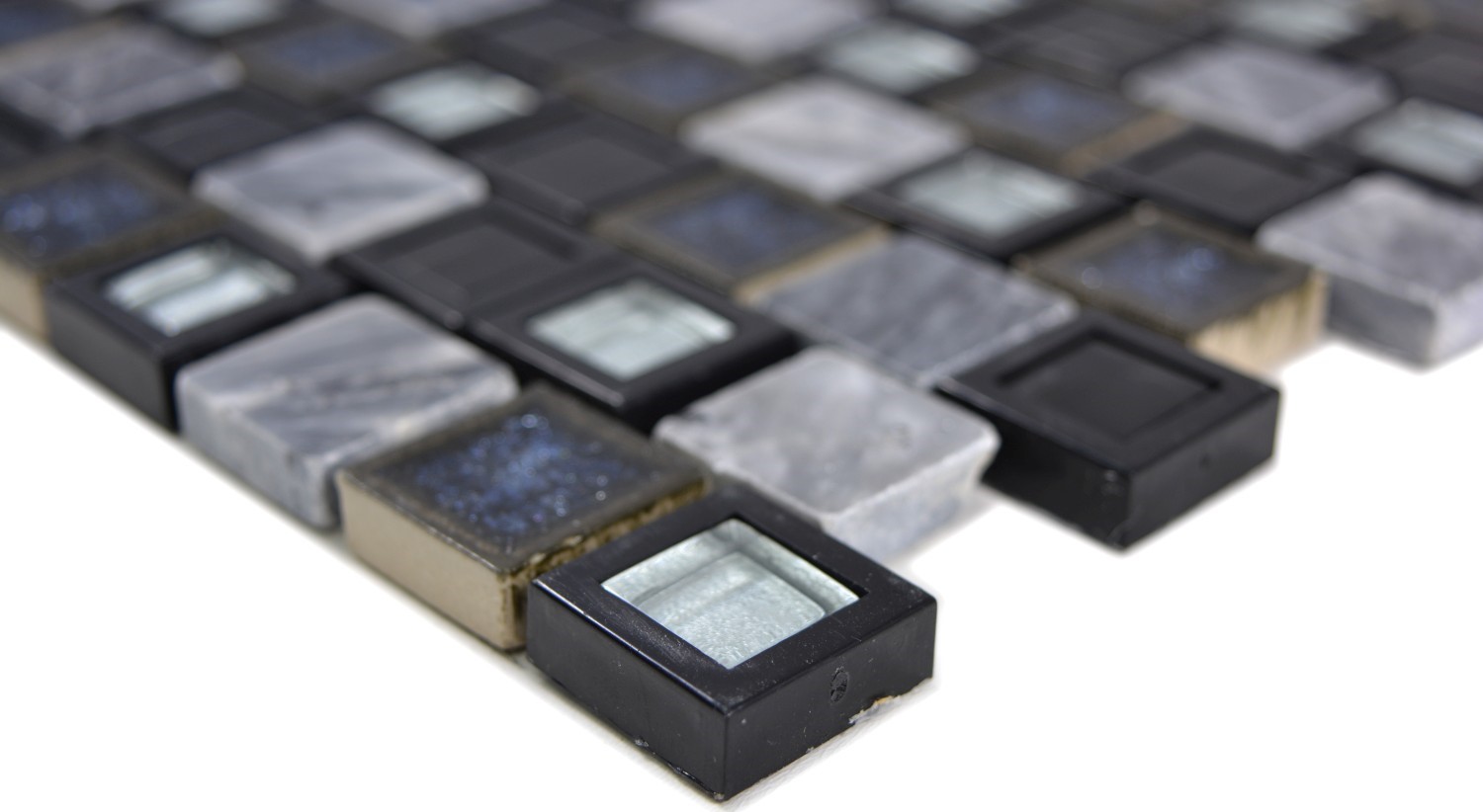 Mosaïque translucide verre pierre design quartzite gris 88-CR73_f | 10 plaques