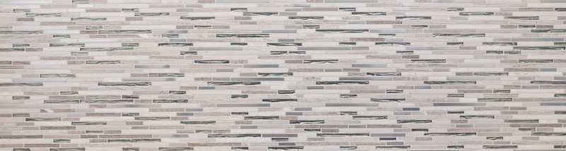 Carreau de mosaïque Translucide inox blanc Bois composite Mosaïque de verre Crystal pierre acier wood white MOS86-SV85_f