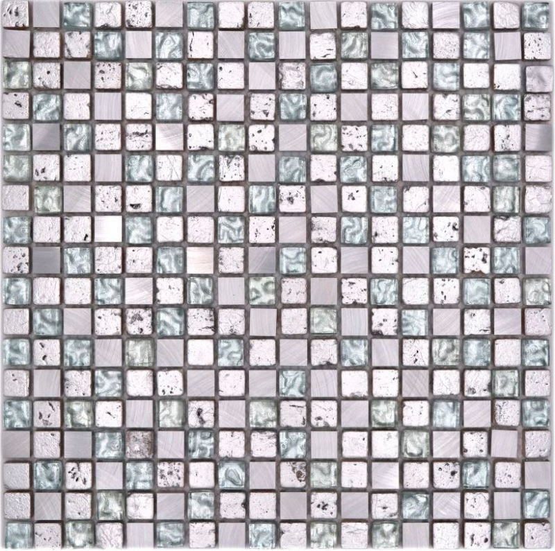 Carreau de mosaïque Translucide aluminium argent Mosaïque de verre Crystal Alu Resin argent MOS92-0202_f