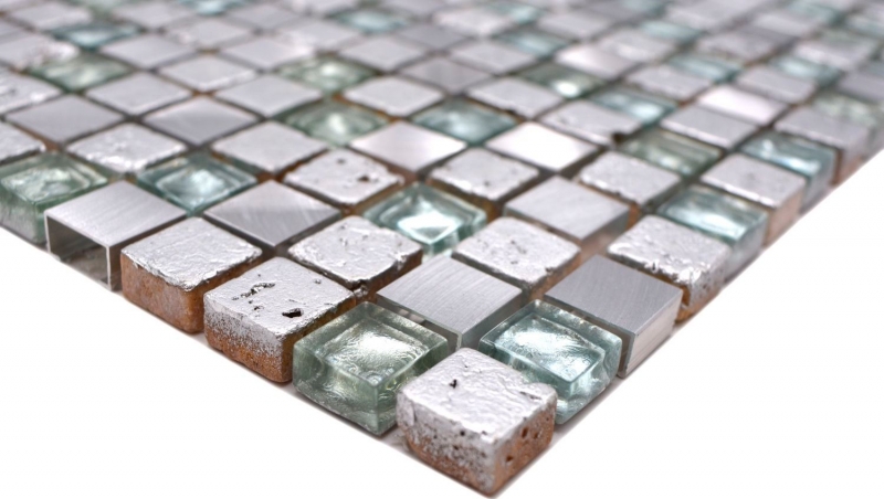 Carreau de mosaïque Translucide aluminium argent Mosaïque de verre Crystal Alu Resin argent MOS92-0202_f