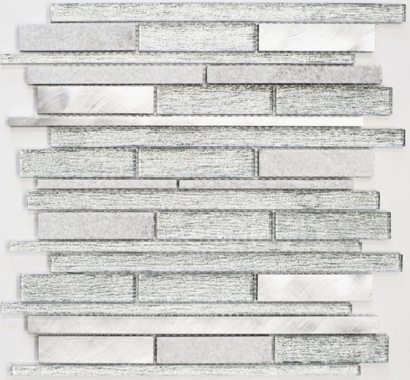 Carreau de mosaïque fond de cuisine translucide aluminium blanc argent noir composite mosaïque de verre Crystal pierre alu blanc argent MOS49-GV64_f