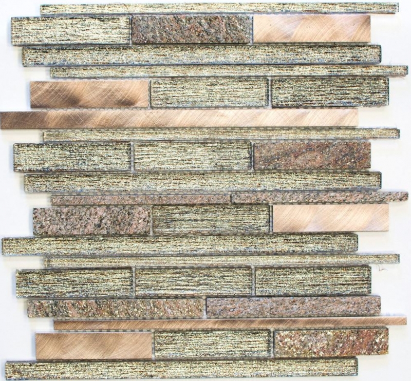 Carreau de mosaïque fond de cuisine translucide aluminium beige cuivre composite mosaïque de verre Crystal pierre alu beige cuivre MOS49-GV74_f